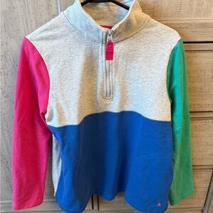 Joules Colorblock Quarter‑Zip Pullover - Gray, Blue, Pink, Green